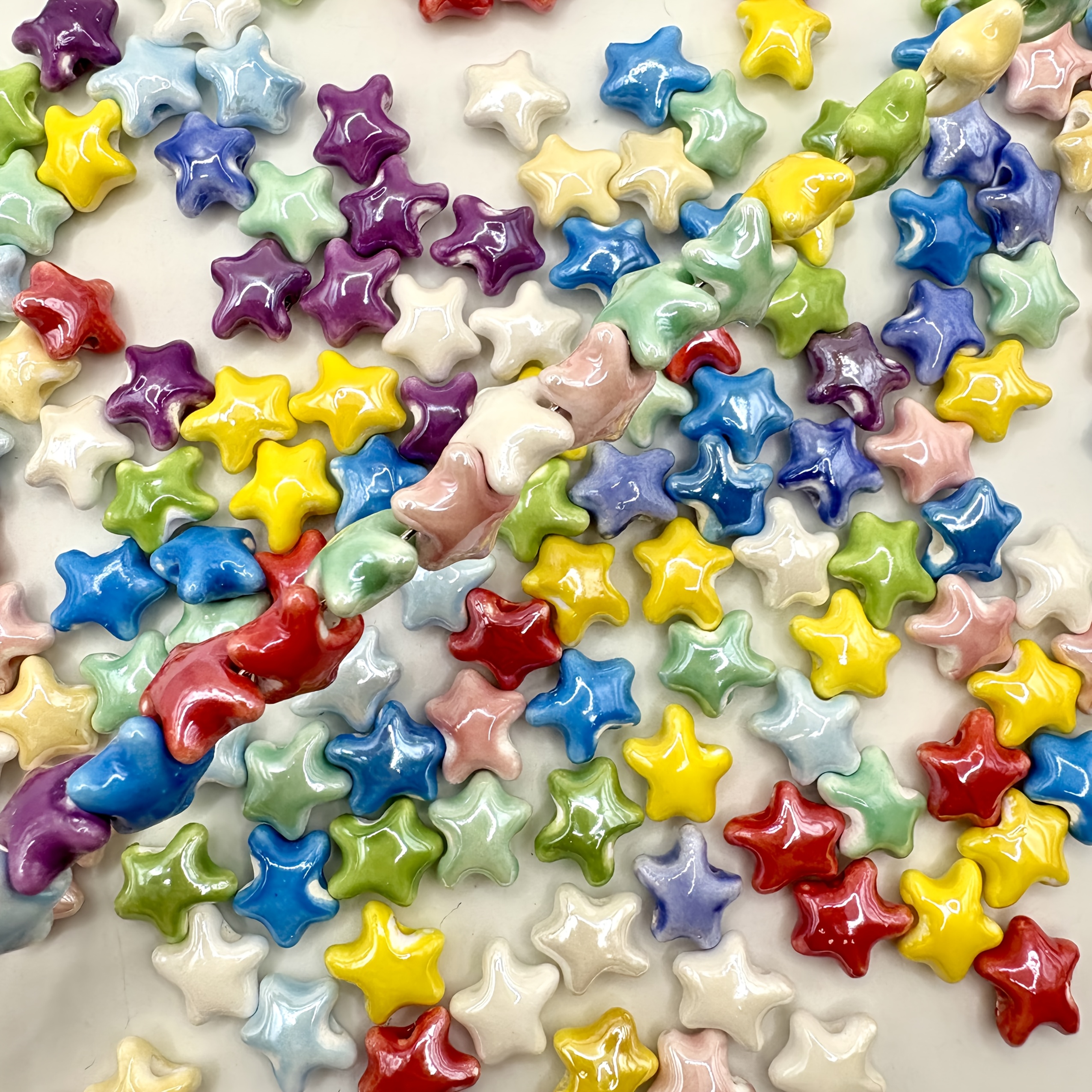 15pcs Colorful Star Ceramic Beads for DIY Jewelry Making